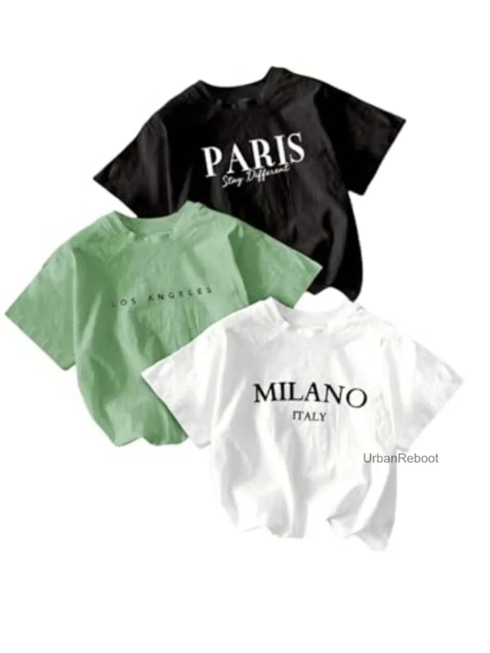 Girls 3-Pack Graphic Letter Tees T-Shirts Set Short Sleeve Crewneck Cotton Blend
